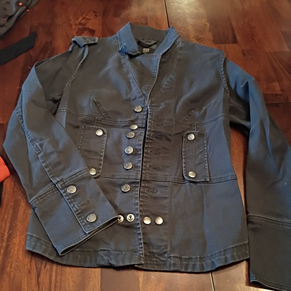 TOO FAST Army Grey Denim Button up